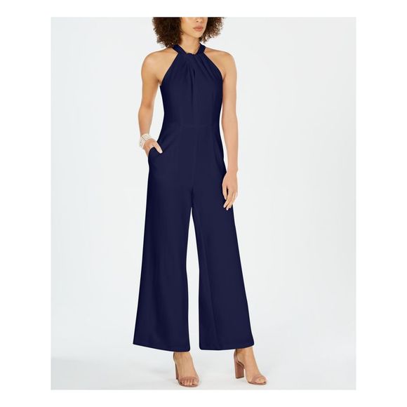 Julia Jordan Womens Twist Front Halter Jumpsuit Purple Size 6 main image 1